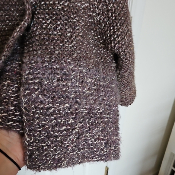 Chic Brown Knit Jacket W Magnetic Button Closure for Kids - Picture 6 of 9
